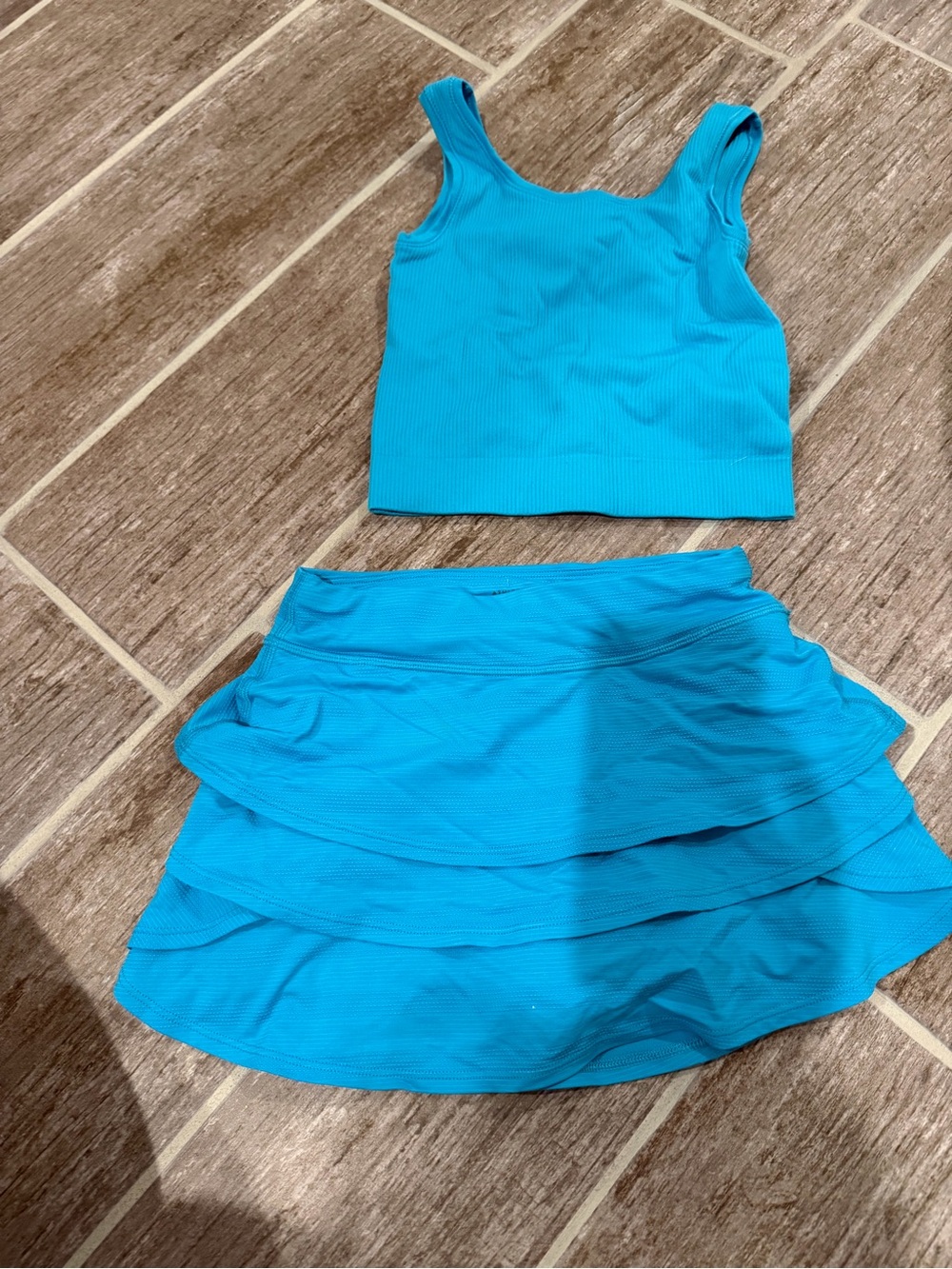 ATHLETA GIRL SWING SKORT AND TOP OUTFIT SET BORA BORA BLUE Turquoise